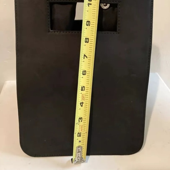 Genuine Leather Structured Work Lunch Tote Handbag Lunchbag Black - Picture 7 of 8